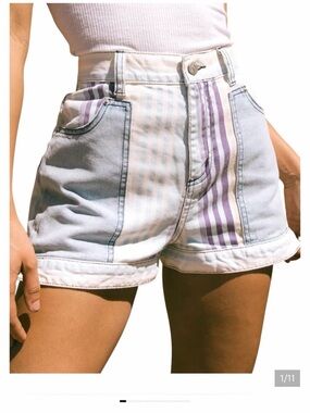 Urban Outfitters BDG Striped Patchwork High Rise Mom Shorts Size 32 Nebraska
